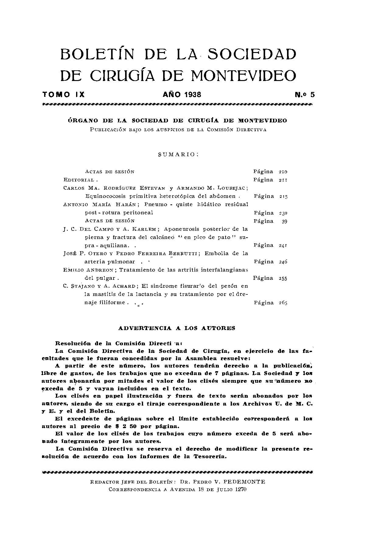					Ver Vol. 9 Núm. 5 (1938): Revista Cirugía del Uruguay
				