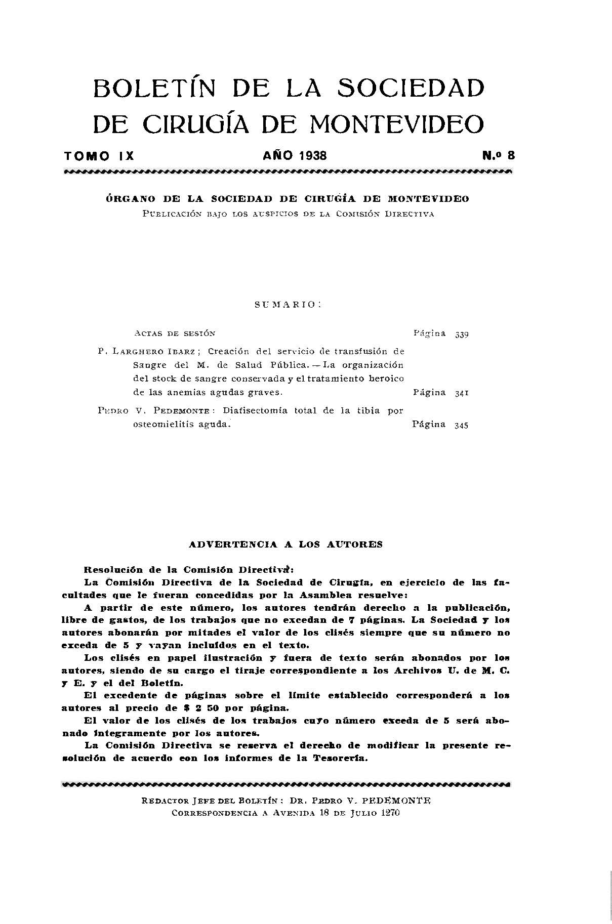 					Ver Vol. 9 Núm. 8 (1938): Revista Cirugía del Uruguay
				