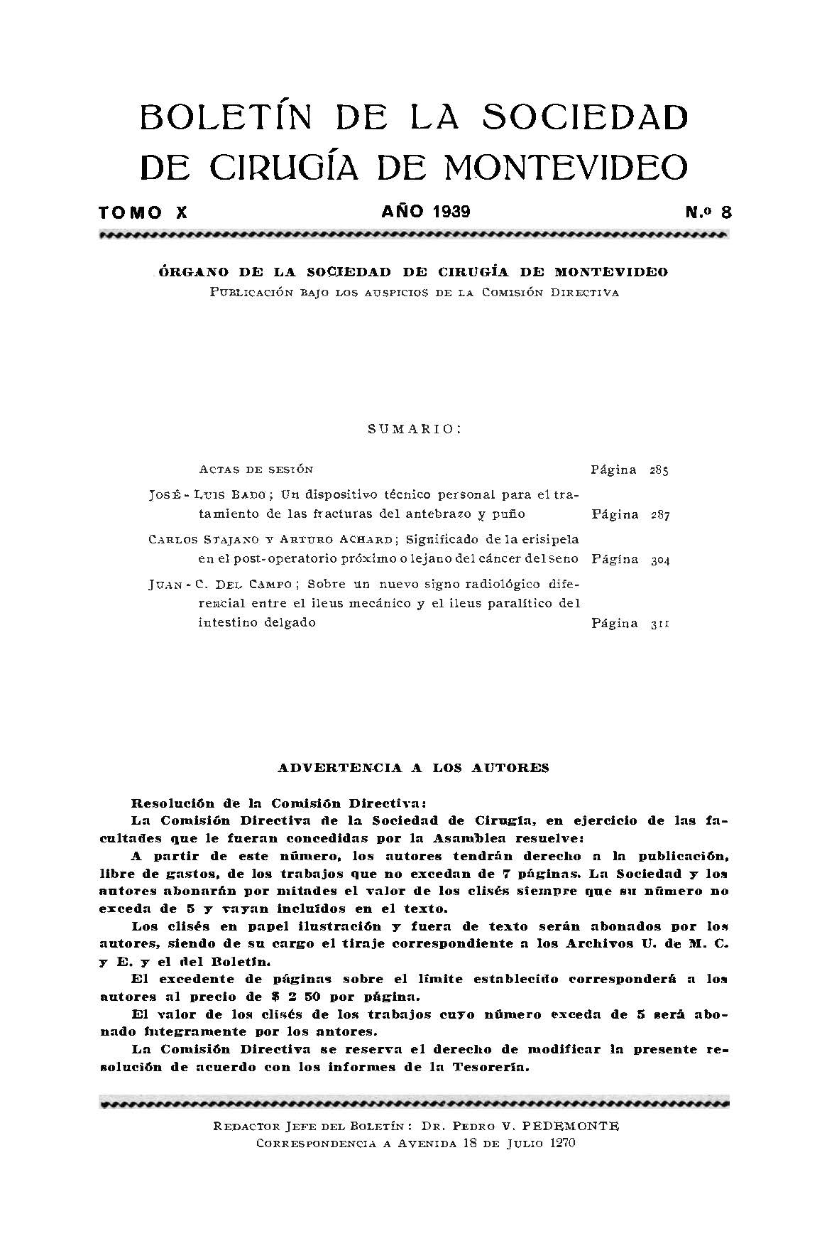 					Ver Vol. 10 Núm. 8 (1939): Revista Cirugía del Uruguay
				