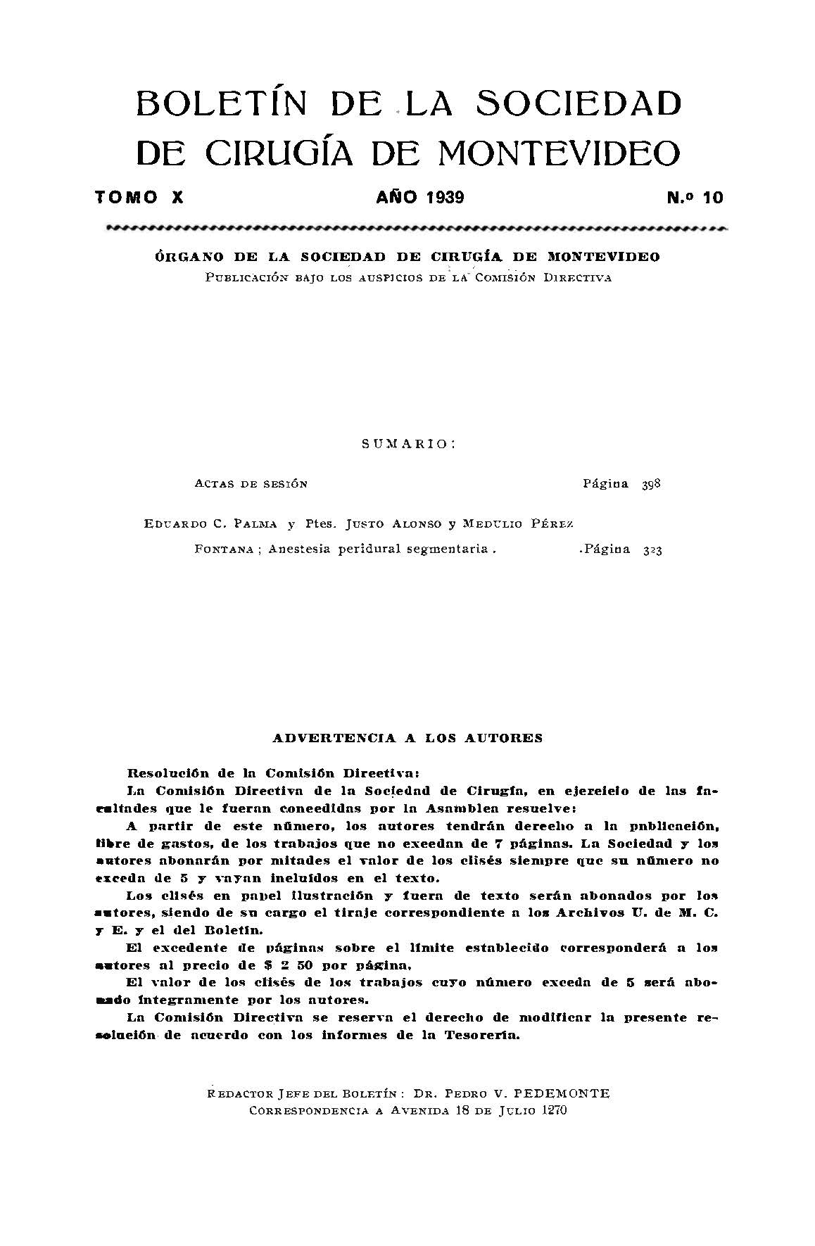 					Ver Vol. 10 Núm. 10 (1939): Revista Cirugía del Uruguay
				