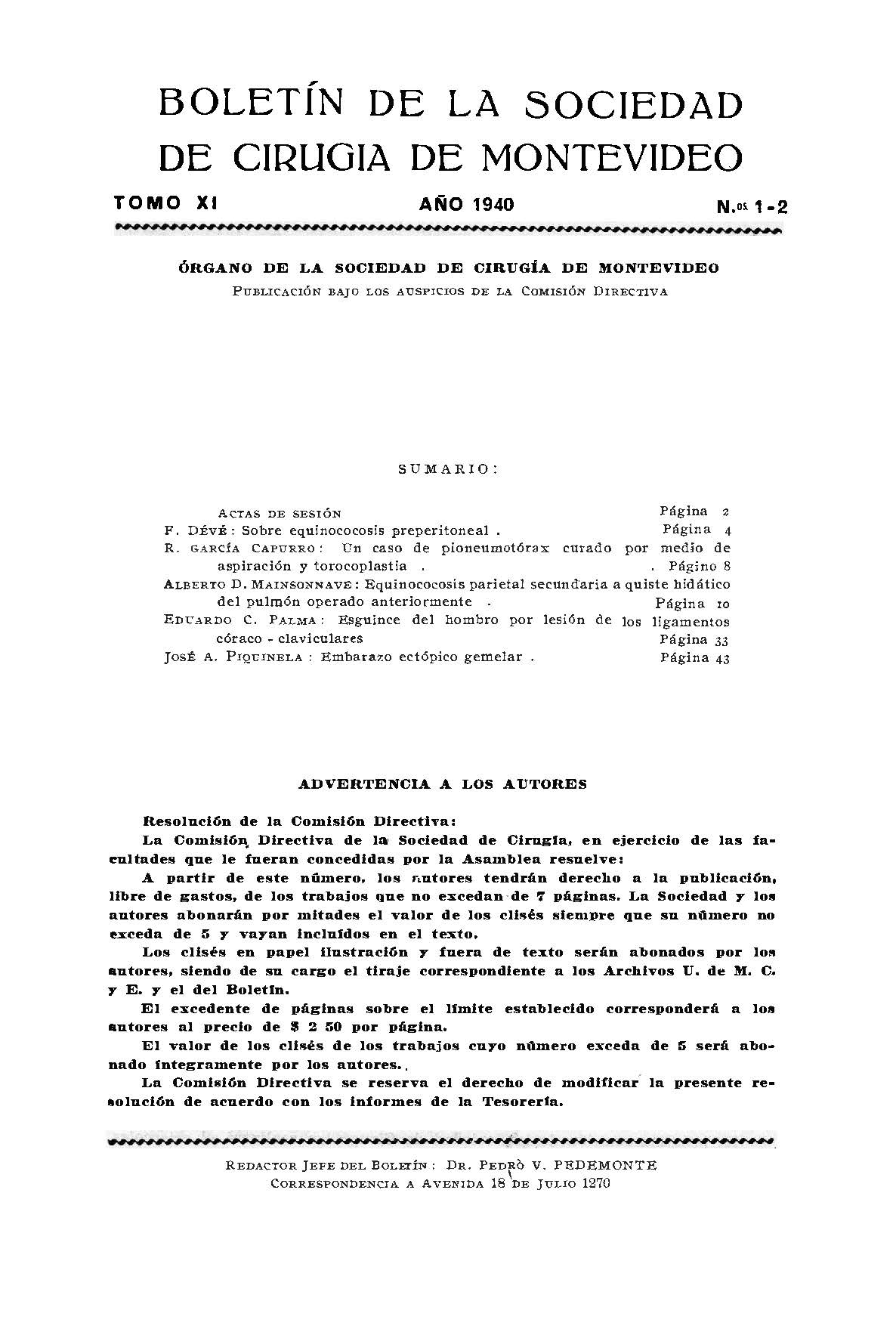 					Ver Vol. 11 Núm. 1-2 (1940): Revista Cirugía del Uruguay
				