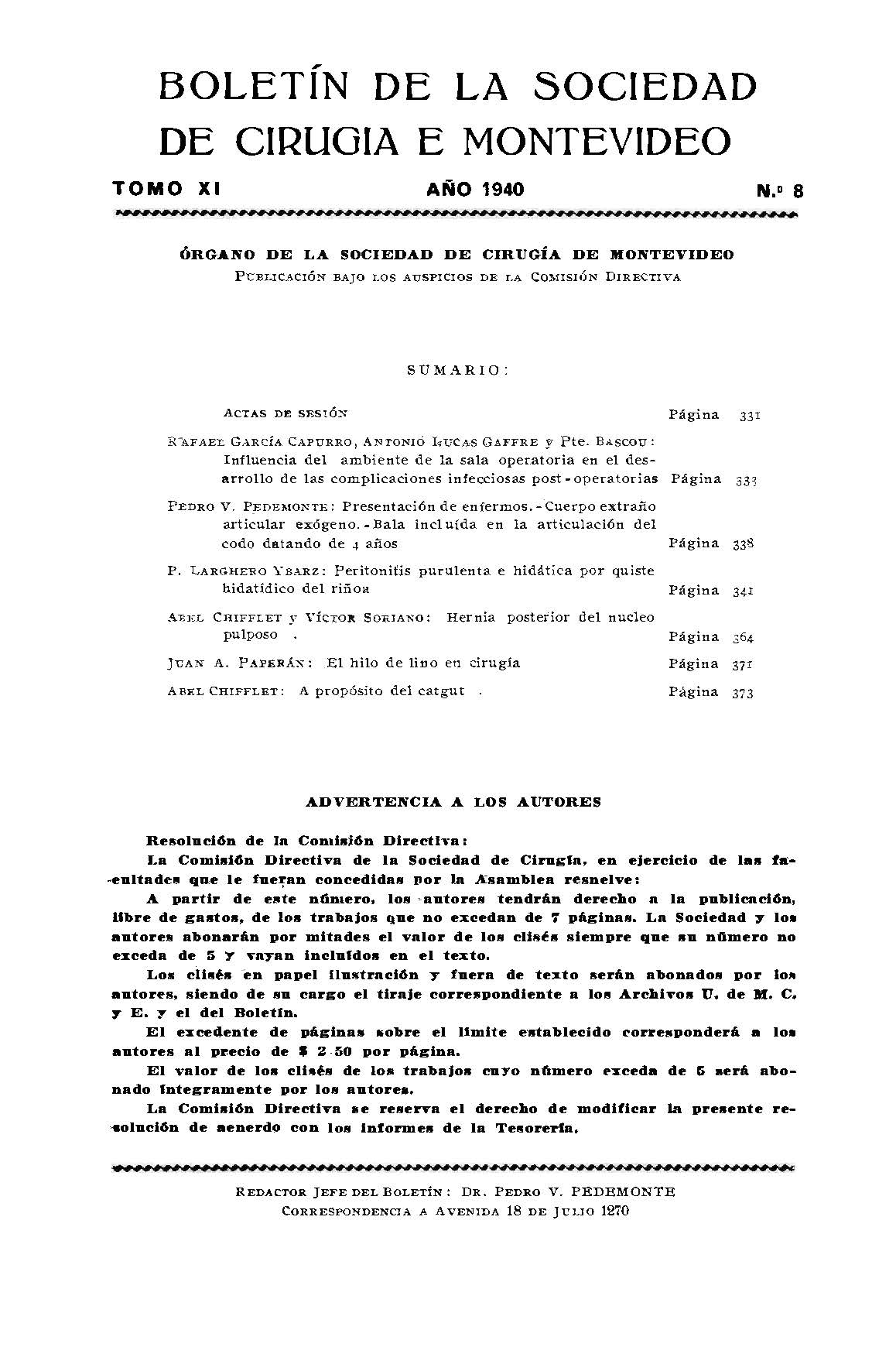 					Ver Vol. 11 Núm. 8 (1940): Boletín de la Sociedad de Cirugía de Montevideo
				