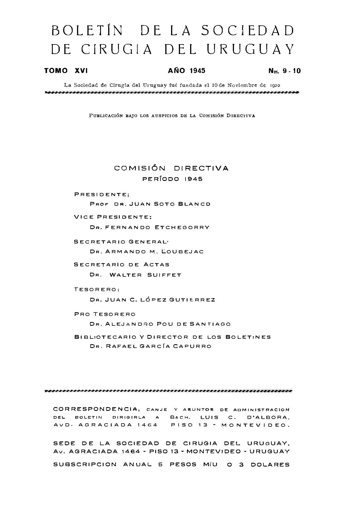 					Ver Vol. 16 Núm. 9-10 (1945): Boletín de la Sociedad de Cirugía del Uruguay
				