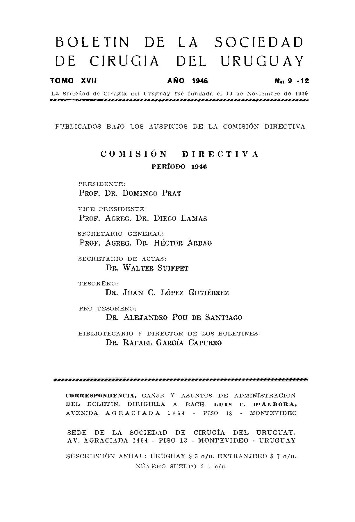 					Ver Vol. 17 Núm. 9-12 (1946): Boletín de la Sociedad de Cirugía del Uruguay
				