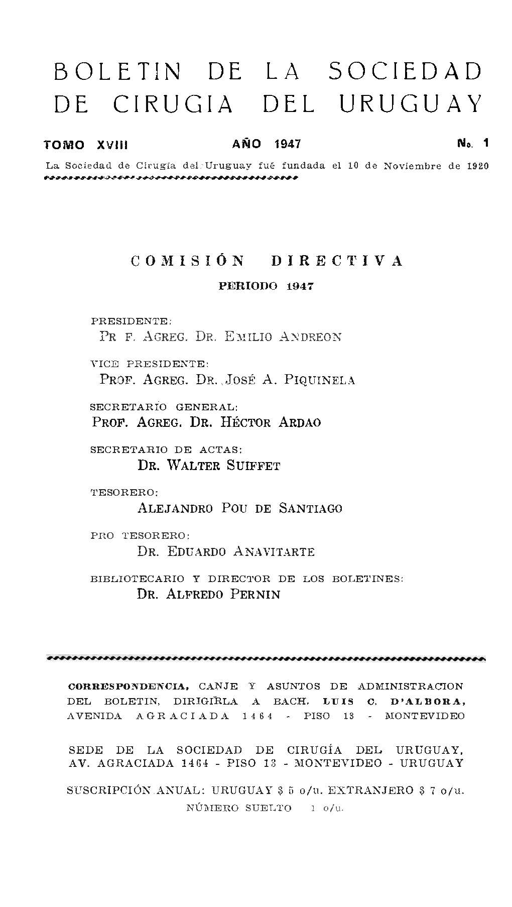 					Ver Vol. 18 Núm. 1 (1947): Boletín de la Sociedad de Cirugía del Uruguay
				