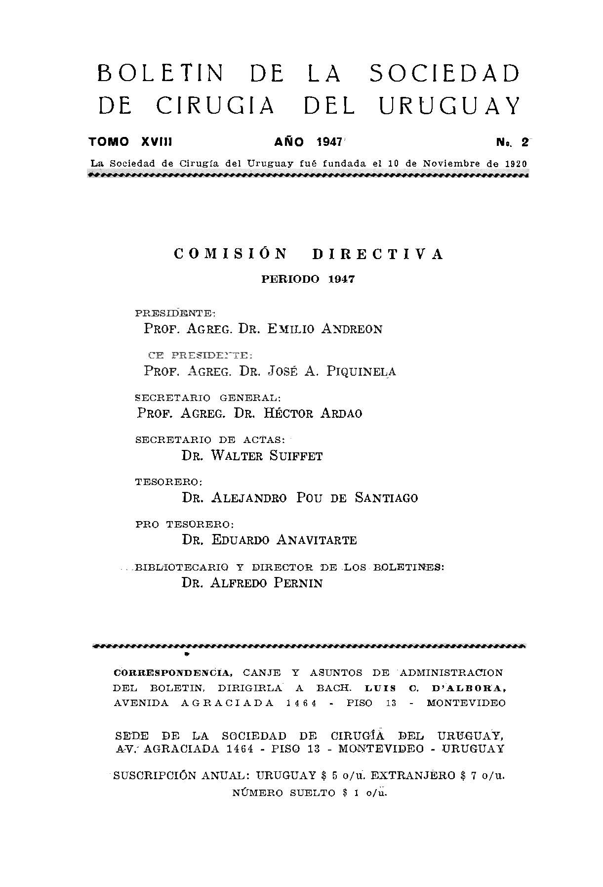 					Ver Vol. 18 Núm. 2 (1947): Boletín de la Sociedad de Cirugía del Uruguay
				