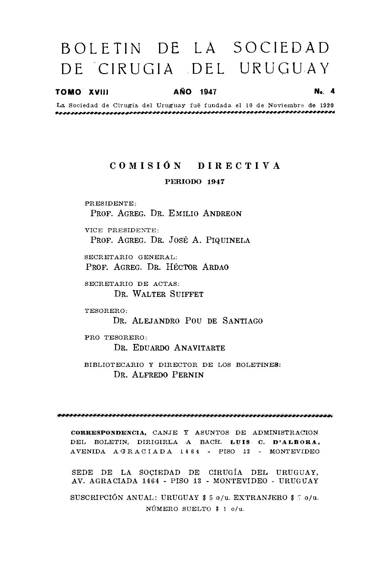 					Visualizar v. 18 n. 4 (1947): Boletín de la Sociedad de Cirugía del Uruguay
				