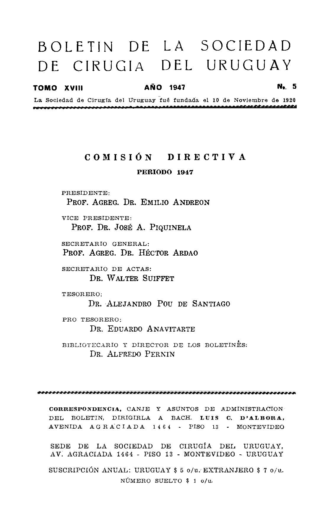 					Ver Vol. 18 Núm. 5 (1947): Boletín de la Sociedad de Cirugía del Uruguay
				