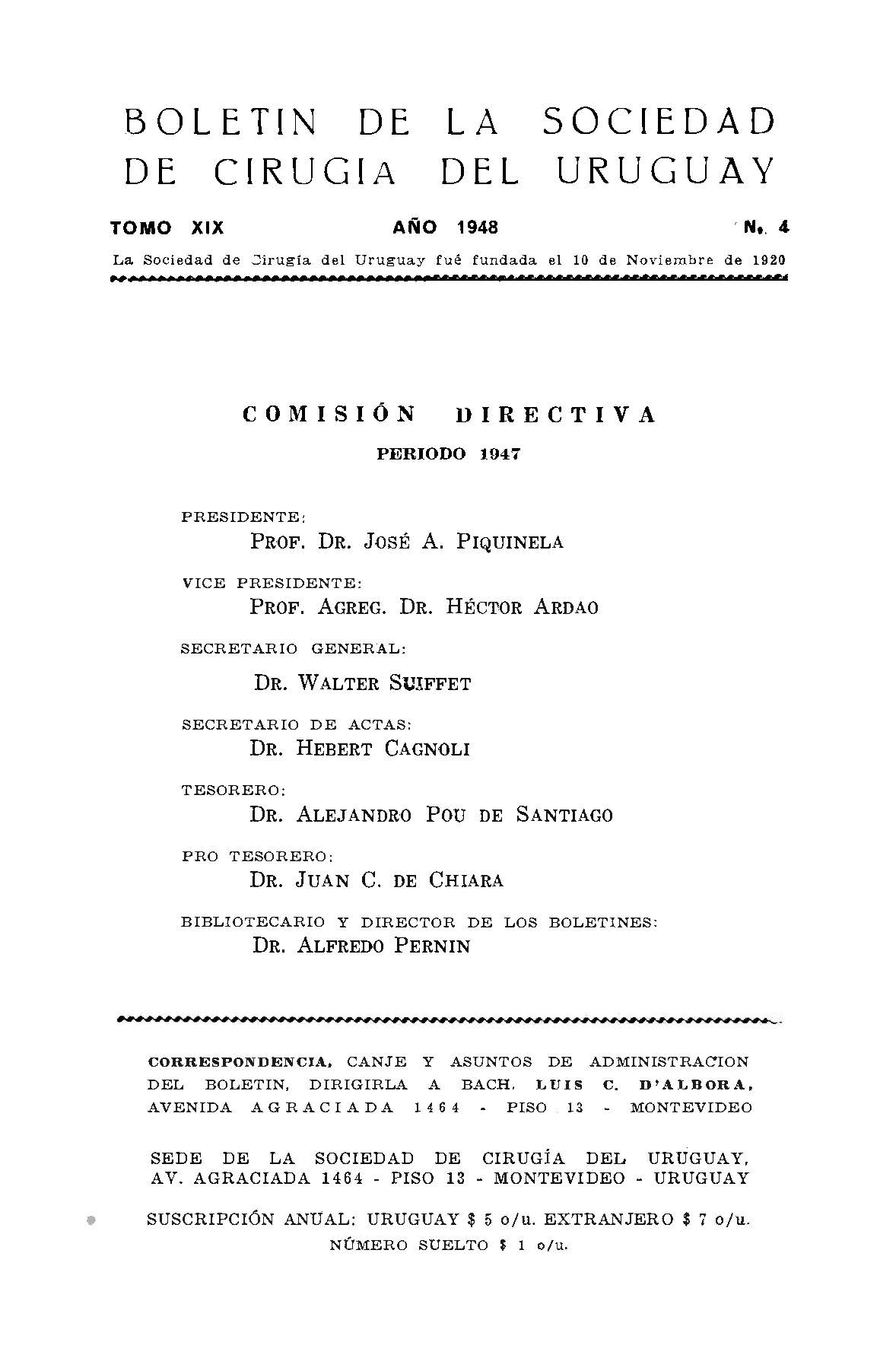 					Ver Vol. 19 Núm. 4 (1948): Boletín de la Sociedad de Cirugía del Uruguay
				