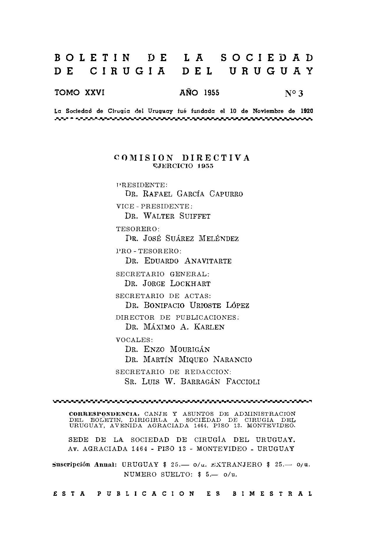 					Ver Vol. 26 Núm. 3 (1955): Boletín de la Sociedad de Cirugía del Uruguay
				