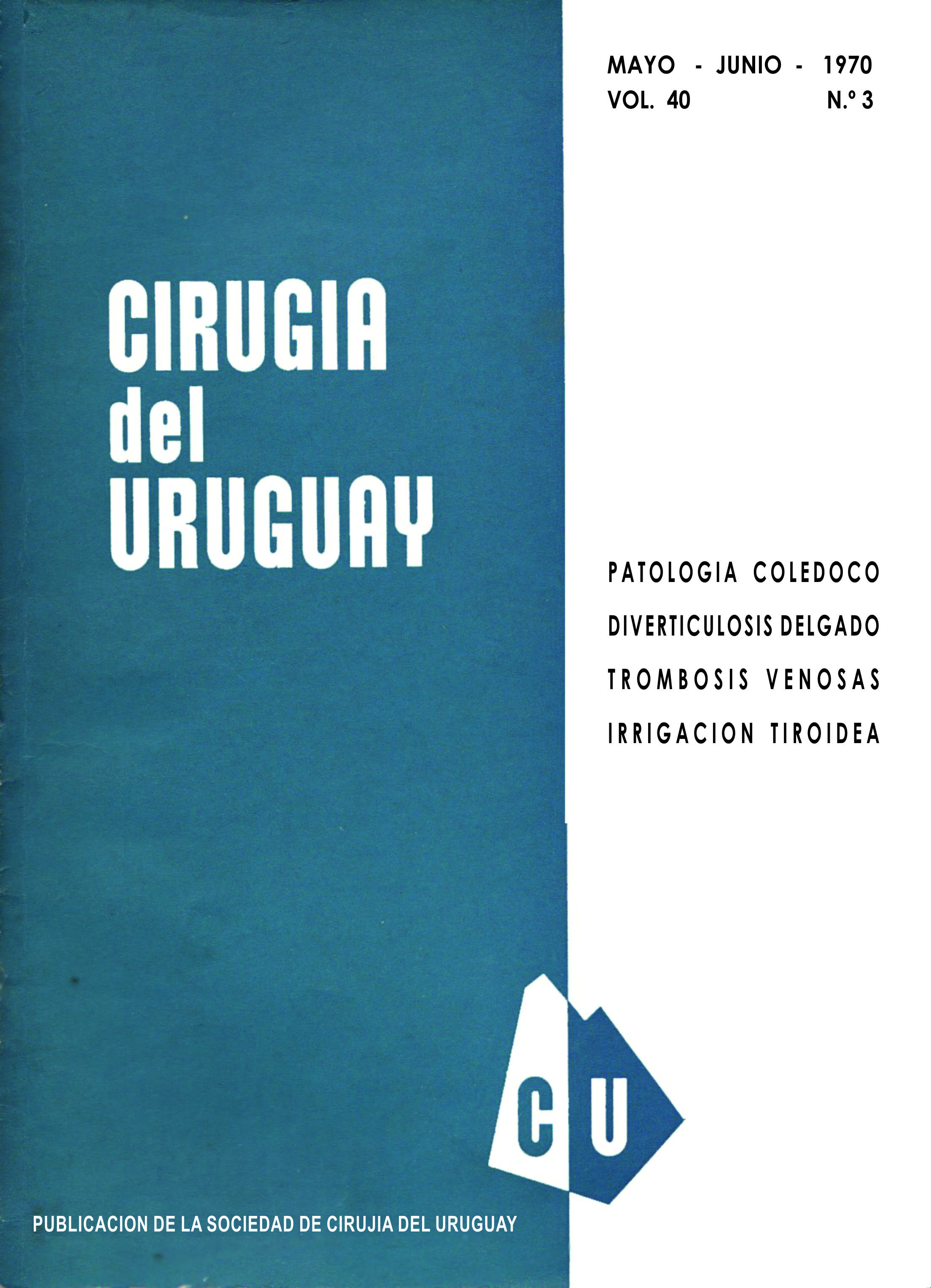 					Ver Vol. 40 Núm. 3 (1970): Cirugía del Uruguay
				