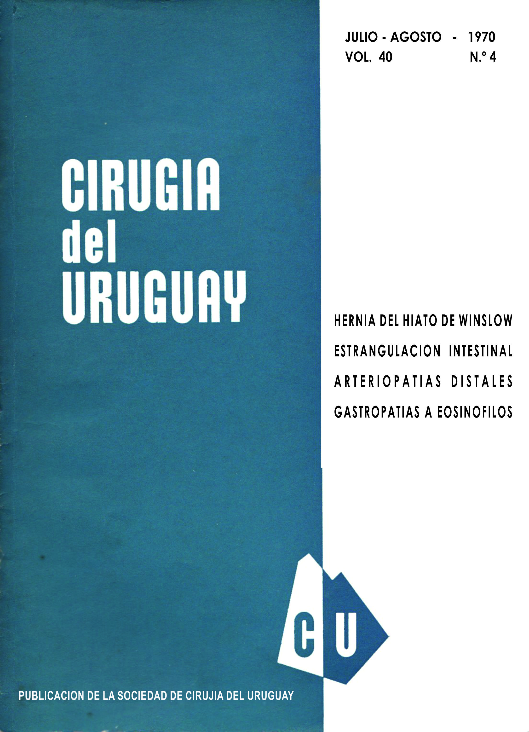 					Ver Vol. 40 Núm. 4 (1970): Cirugía del Uruguay
				