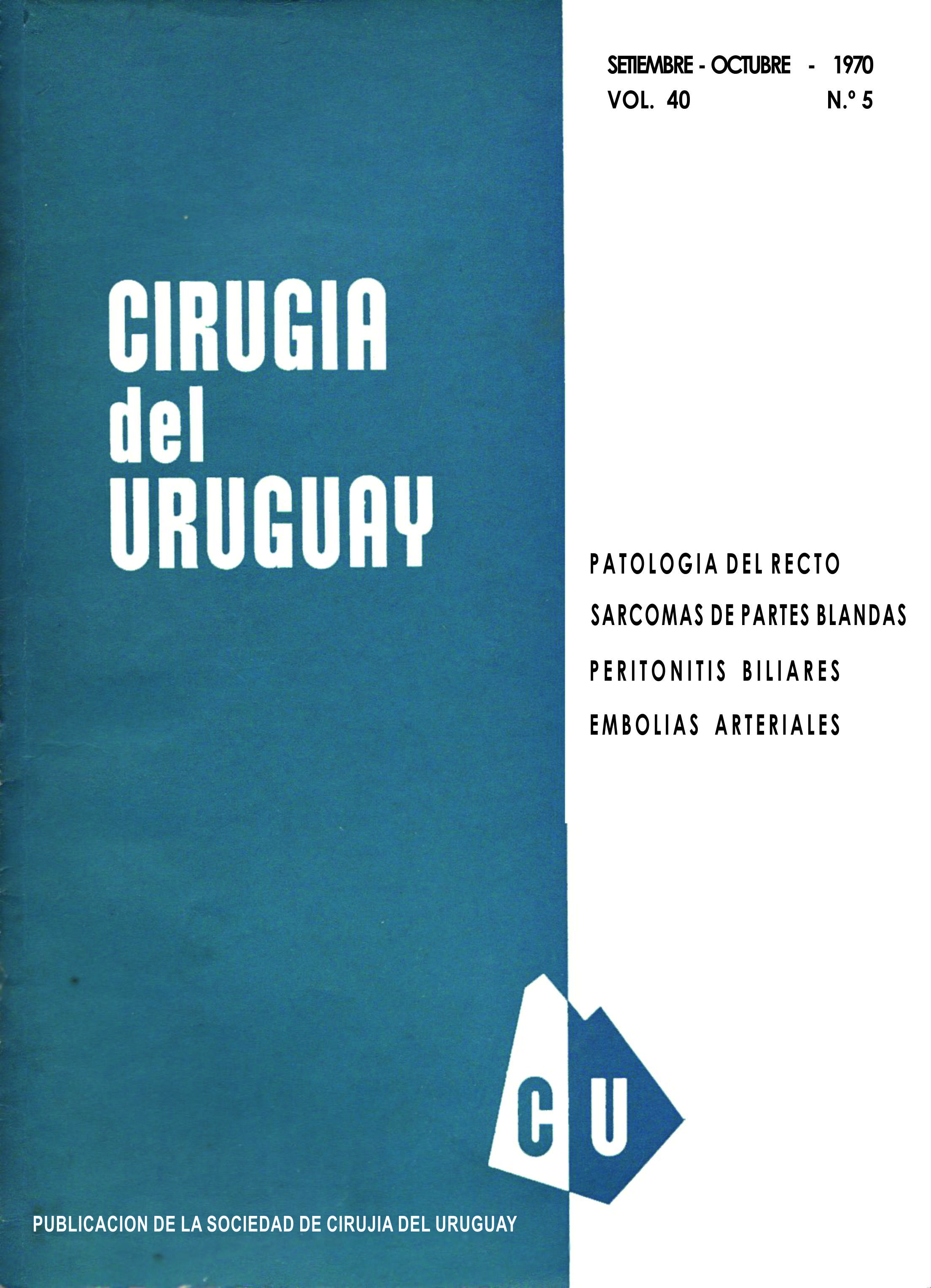 					Ver Vol. 40 Núm. 5 (1970): Cirugía del Uruguay
				