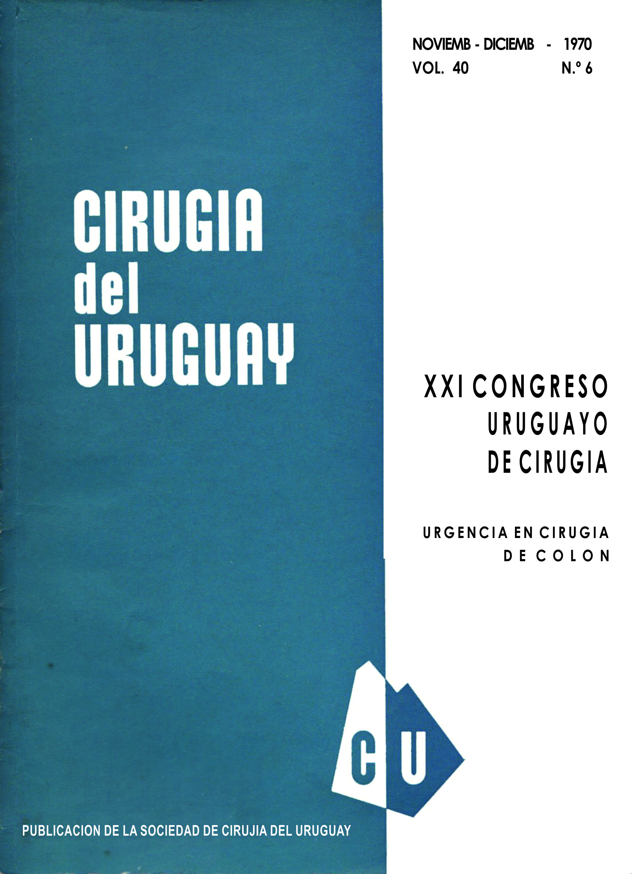 					Ver Vol. 40 Núm. 6 (1970): Cirugía del Uruguay
				