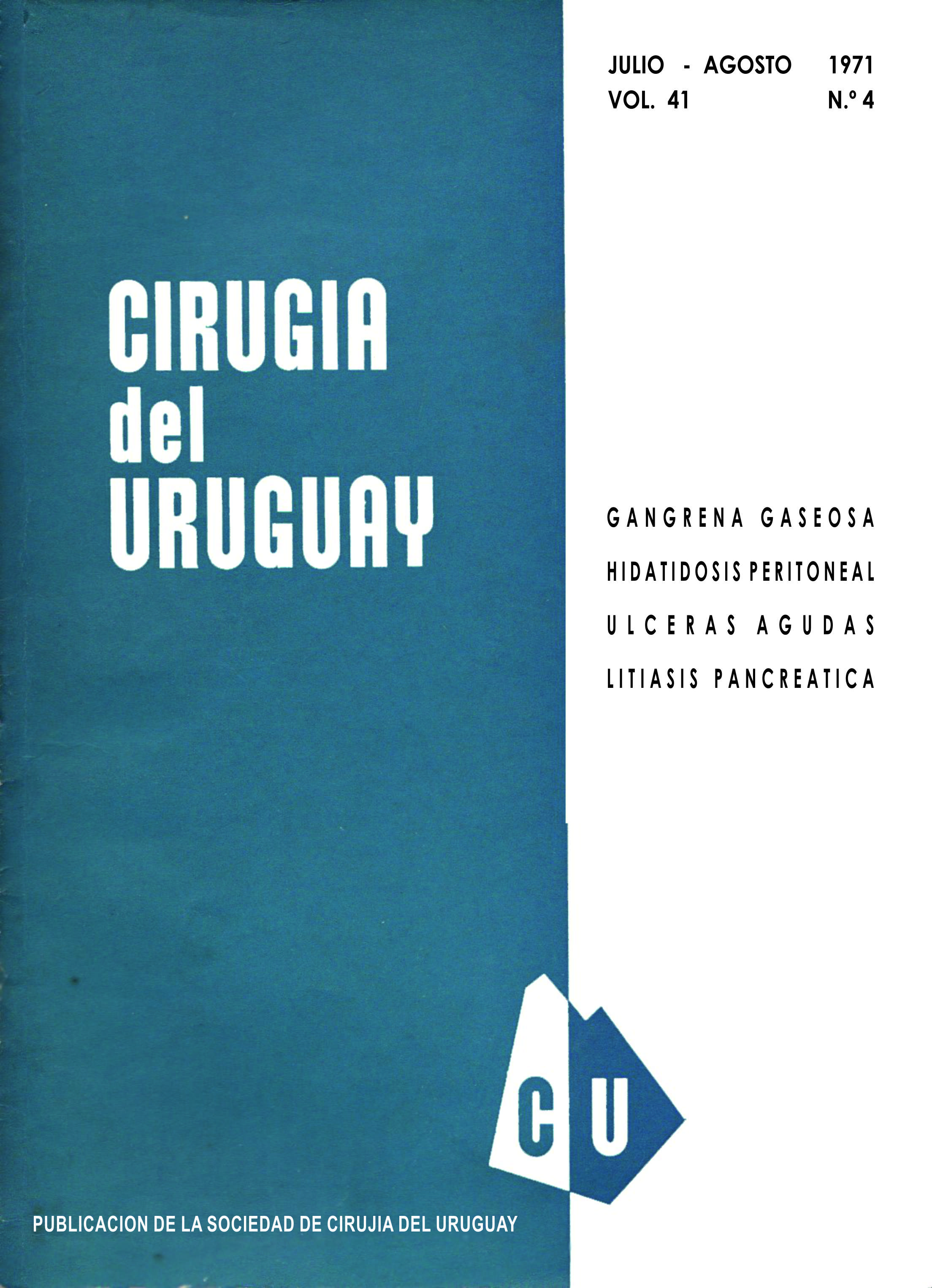 					Ver Vol. 41 Núm. 4 (1971): Cirugía del Uruguay
				