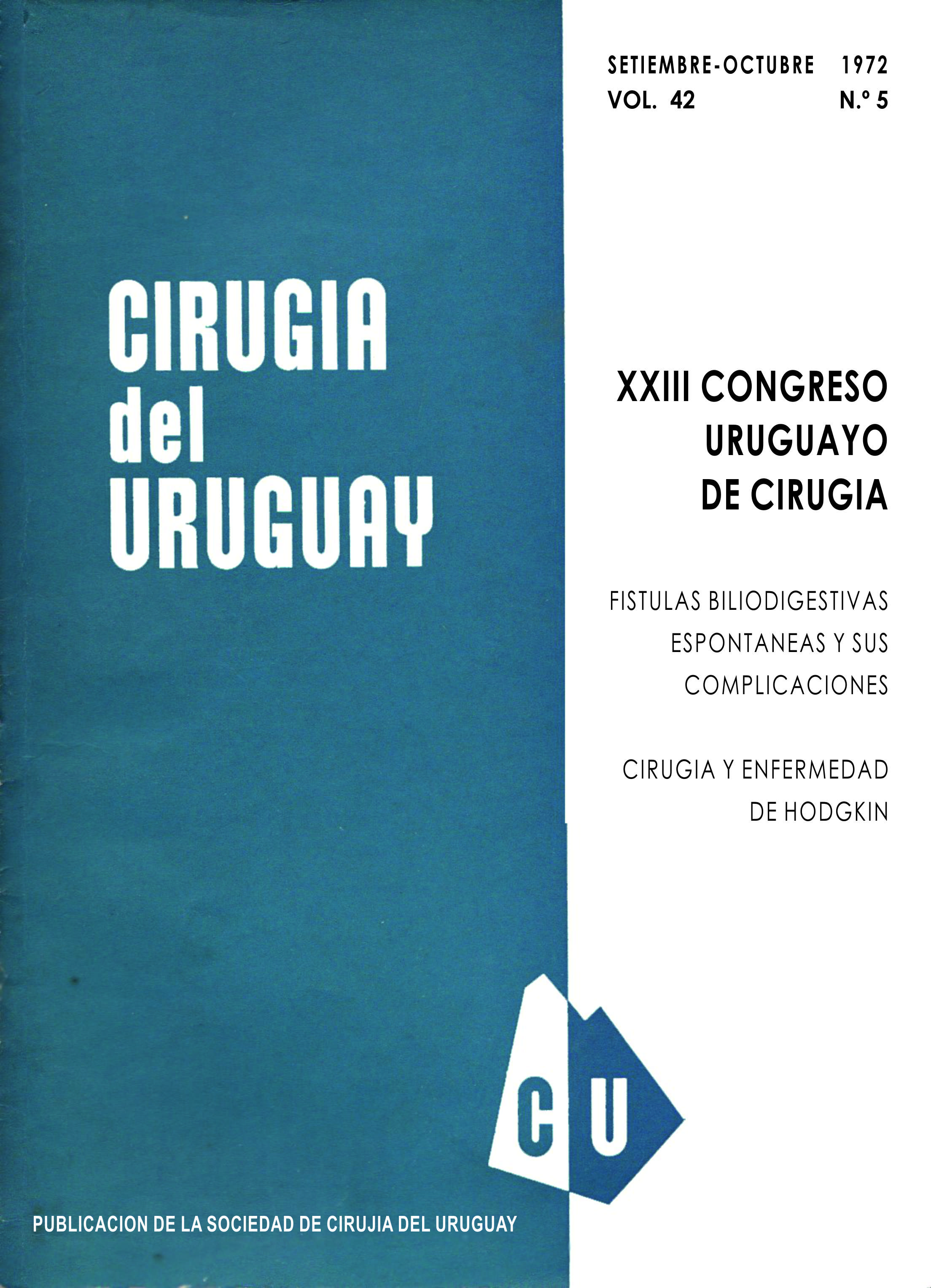 					Ver Vol. 42 Núm. 5 (1972): Cirugía del Uruguay
				