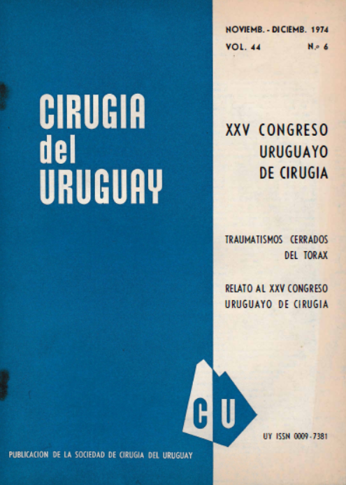 					Ver Vol. 44 Núm. 6 (1974): Cirugía del Uruguay
				