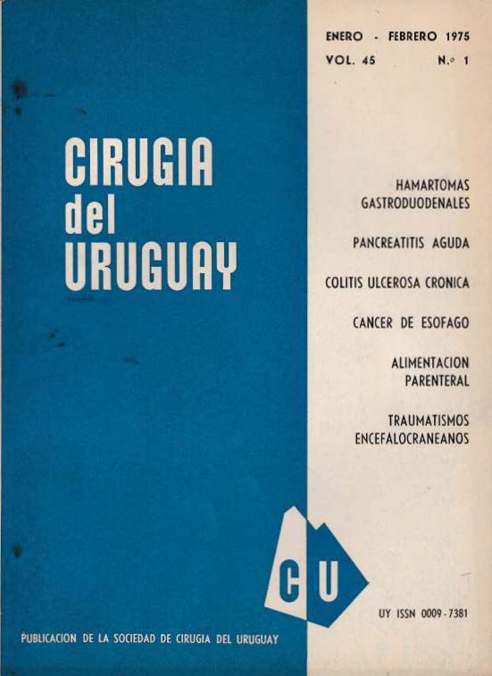 					Ver Vol. 45 Núm. 1 (1975): Cirugía del Uruguay
				