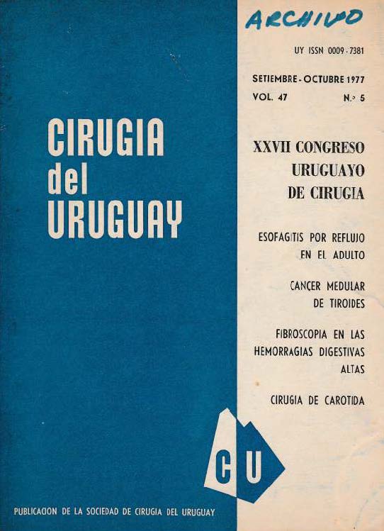 					Ver Vol. 47 Núm. 5 (1977): Cirugía del Uruguay
				
