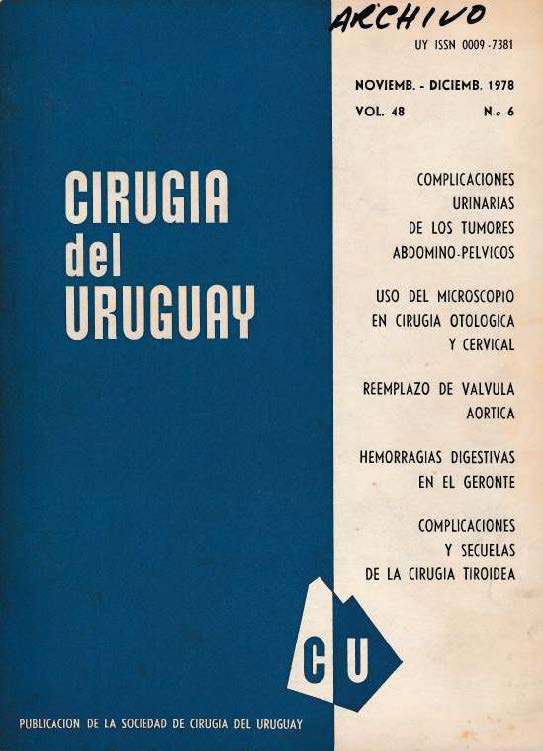 					Ver Vol. 48 Núm. 6 (1978): Cirugía del Uruguay
				