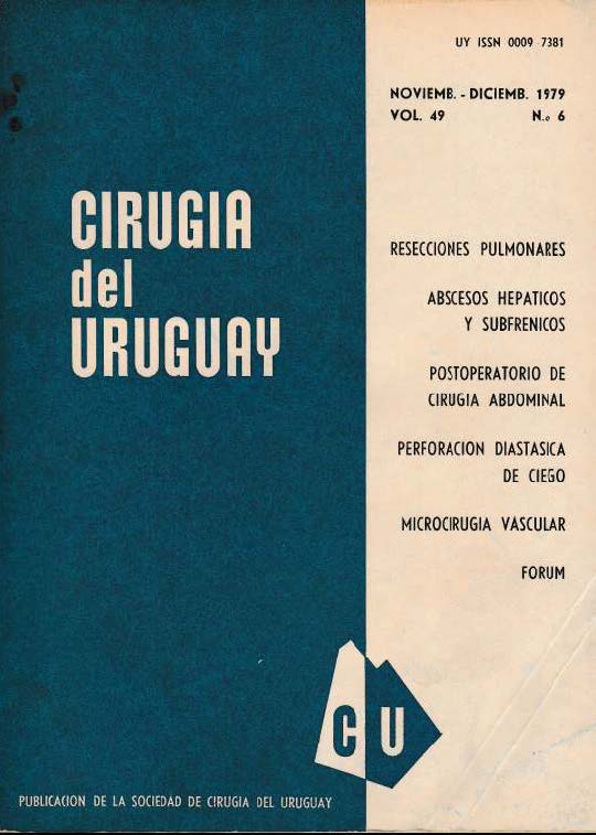 					Ver Vol. 49 Núm. 6 (1979): Cirugía del Uruguay
				