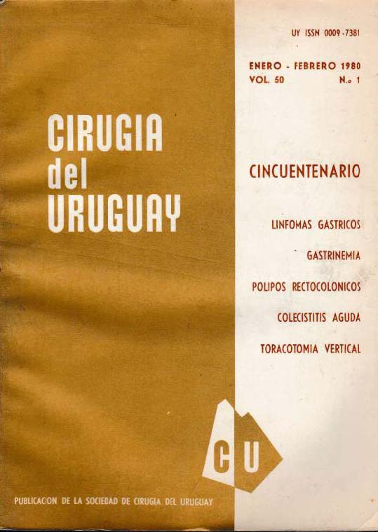 					Ver Vol. 50 Núm. 1 (1980): Cirugía del Uruguay
				