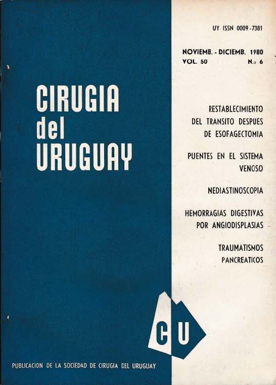 					Ver Vol. 50 Núm. 6 (1980): Cirugía del Uruguay
				