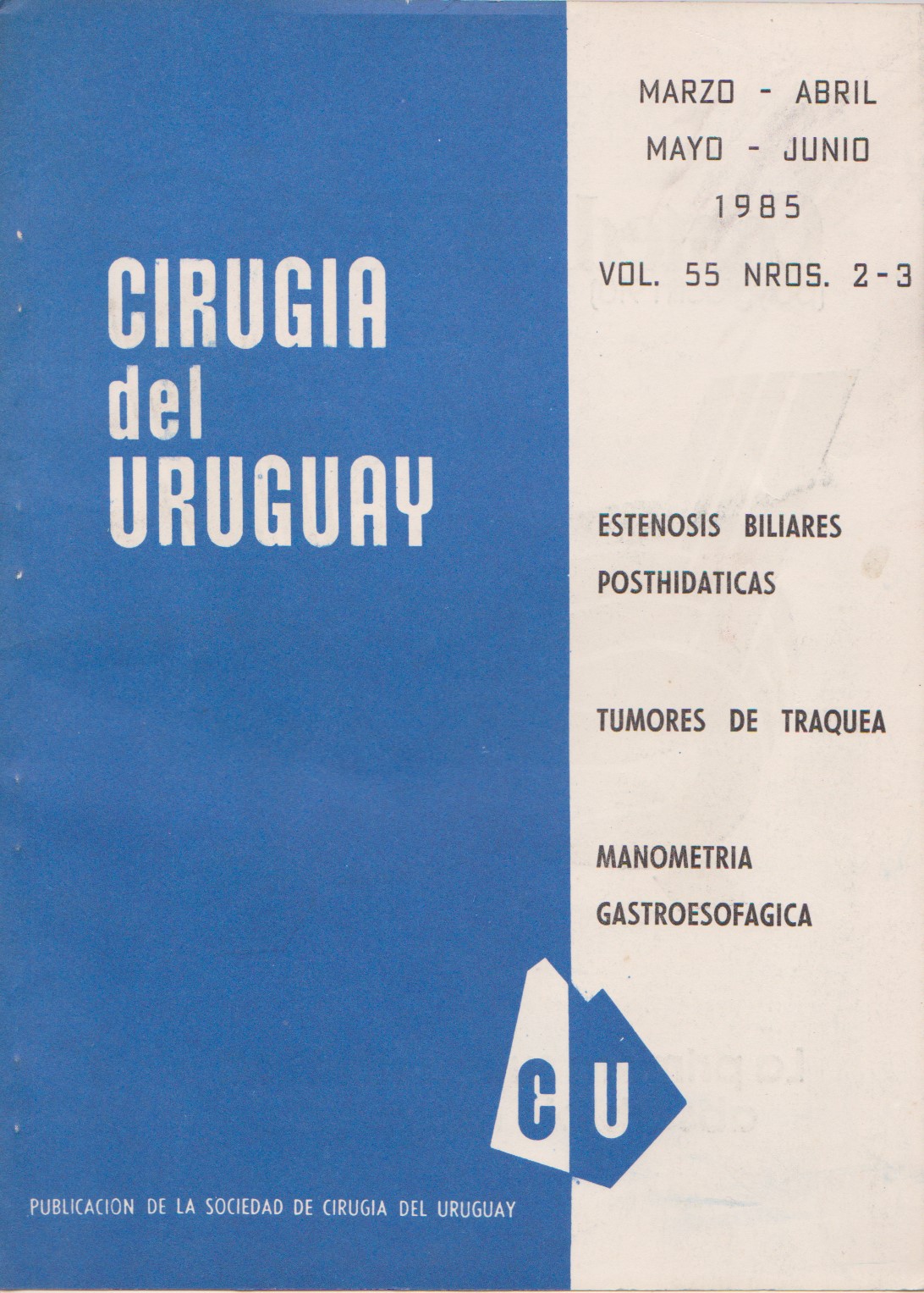 					Ver Vol. 55 Núm. 2-3 (1985): Cirugía del Uruguay
				