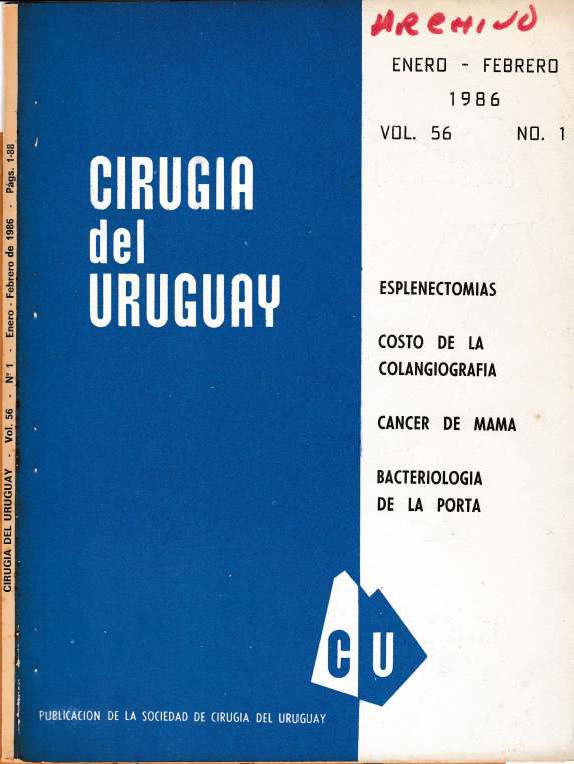 					Ver Vol. 56 Núm. 1 (1986): Cirugía del Uruguay
				
