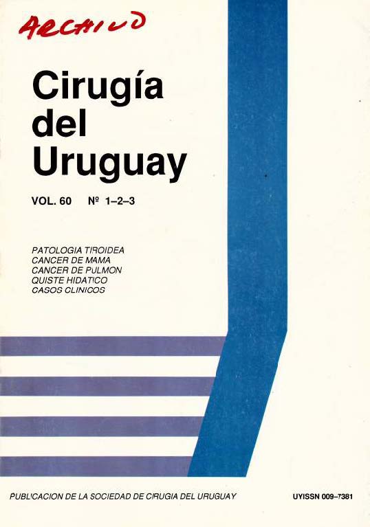 					Ver Vol. 60 Núm. 1-2-3 (1990): Cirugía del Uruguay
				