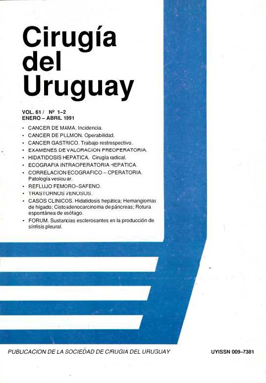 					Ver Vol. 61 Núm. 1-2 (1991): Cirugía del Uruguay
				
