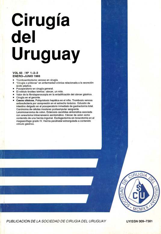					Ver Vol. 63 Núm. 1-2-3 (1993): Cirugía del Uruguay
				