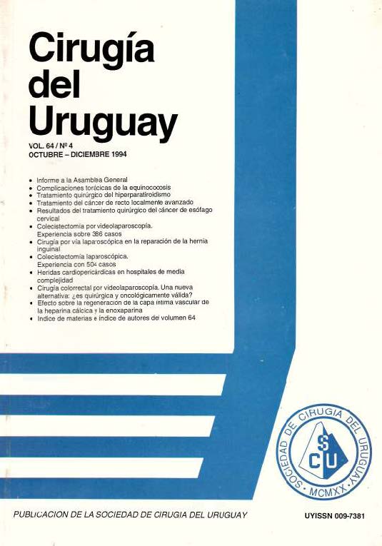 					Visualizar v. 64 n. 4 (1994): Cirugía del Uruguay
				