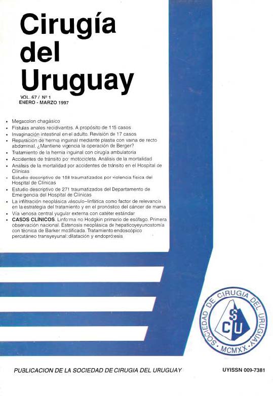 					Ver Vol. 67 Núm. 1 (1997): Cirugía del Uruguay
				