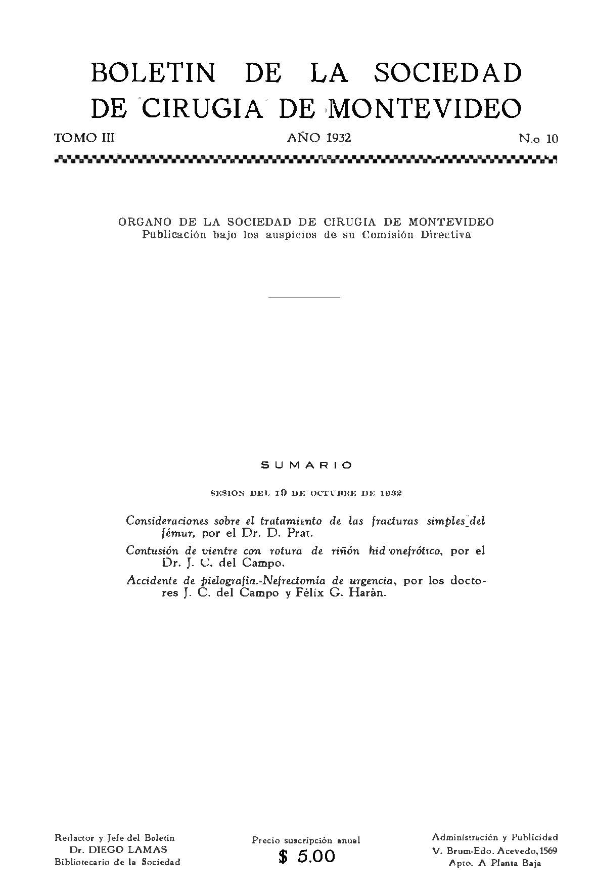					Ver Vol. 3 Núm. 10 (1932): Revista Cirugía del Uruguay
				