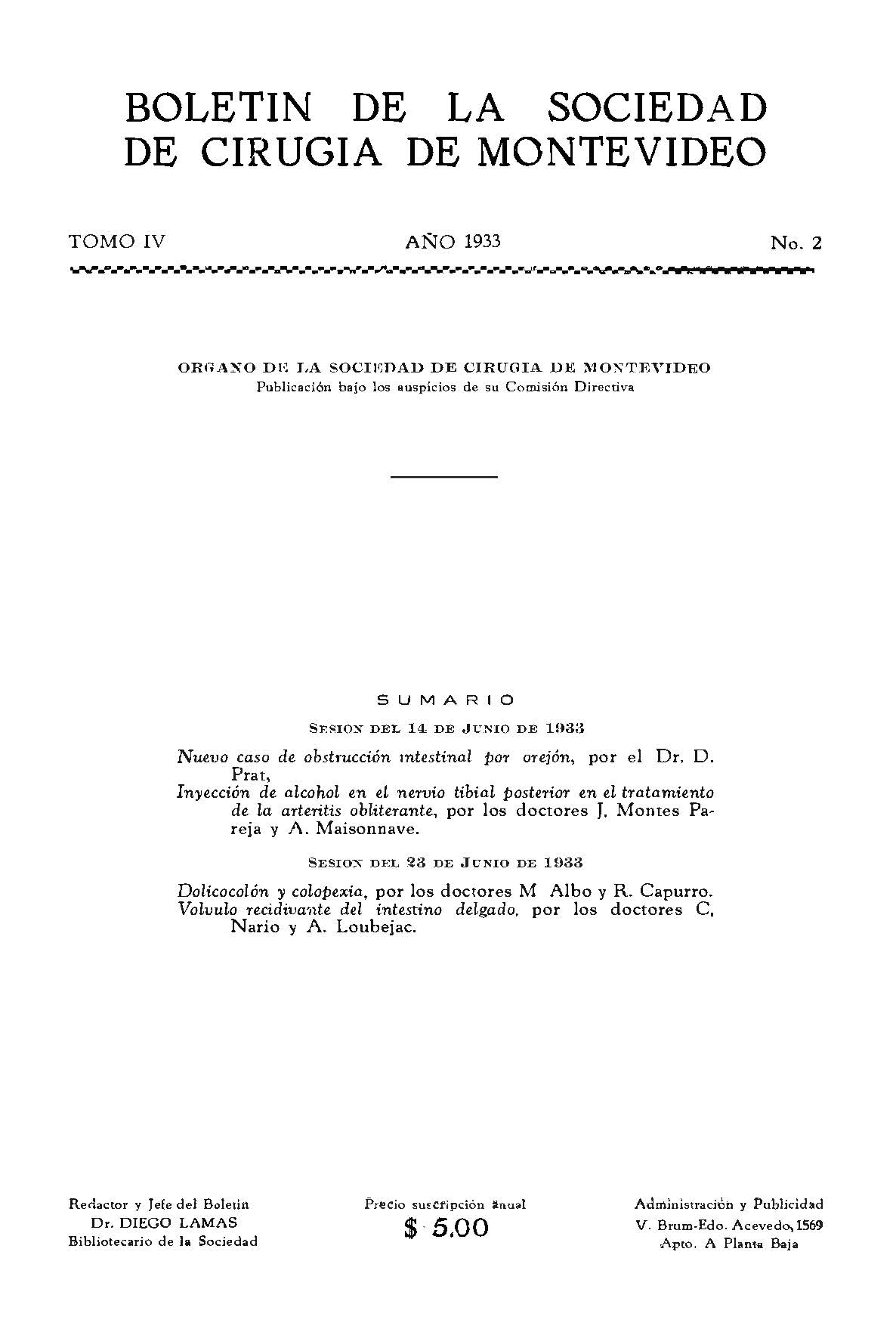 					Ver Vol. 4 Núm. 2 (1933): Revista Cirugía del Uruguay
				