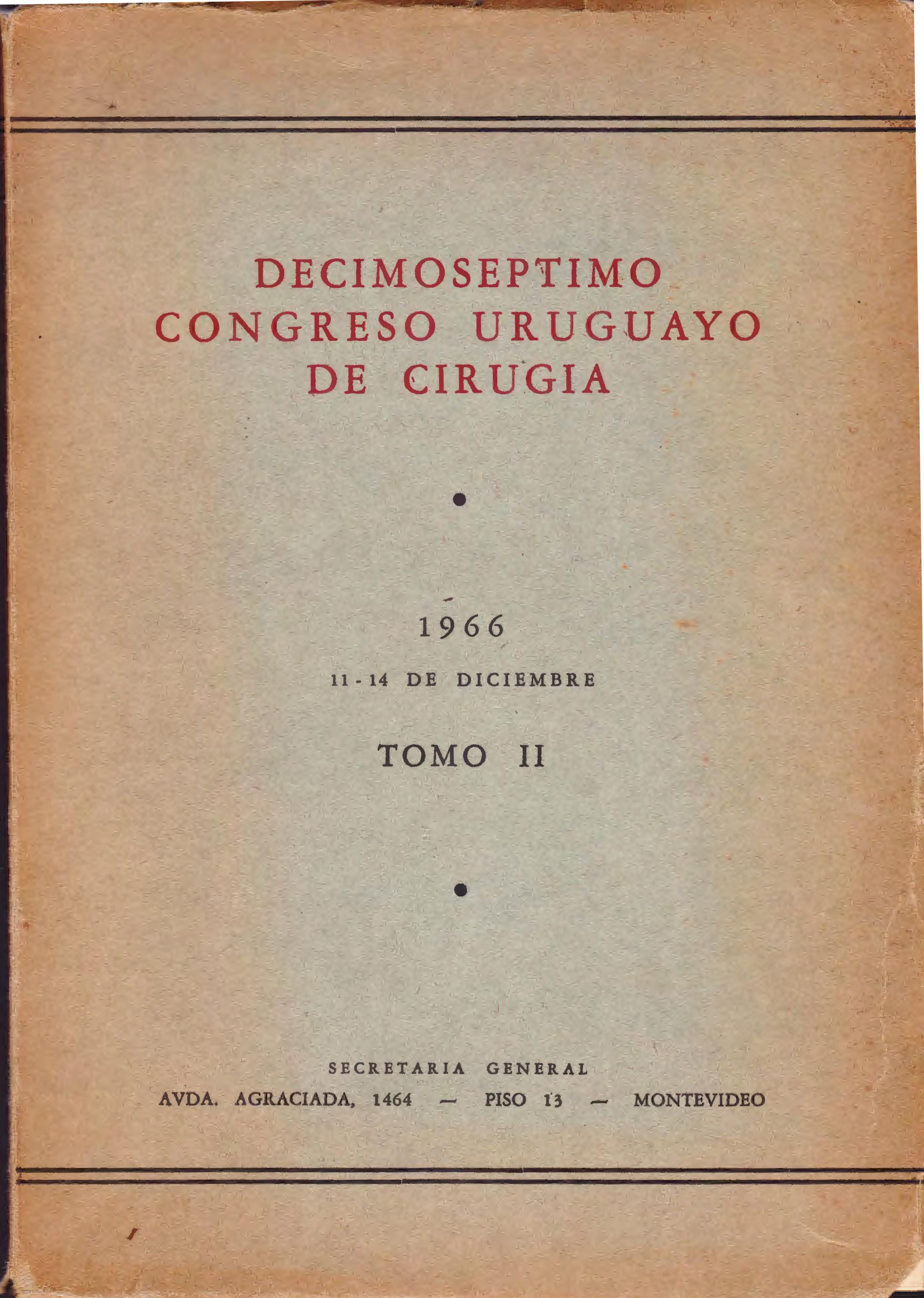 					Ver Núm. 2 (1966): Congresos Uruguayos de Cirugía
				
